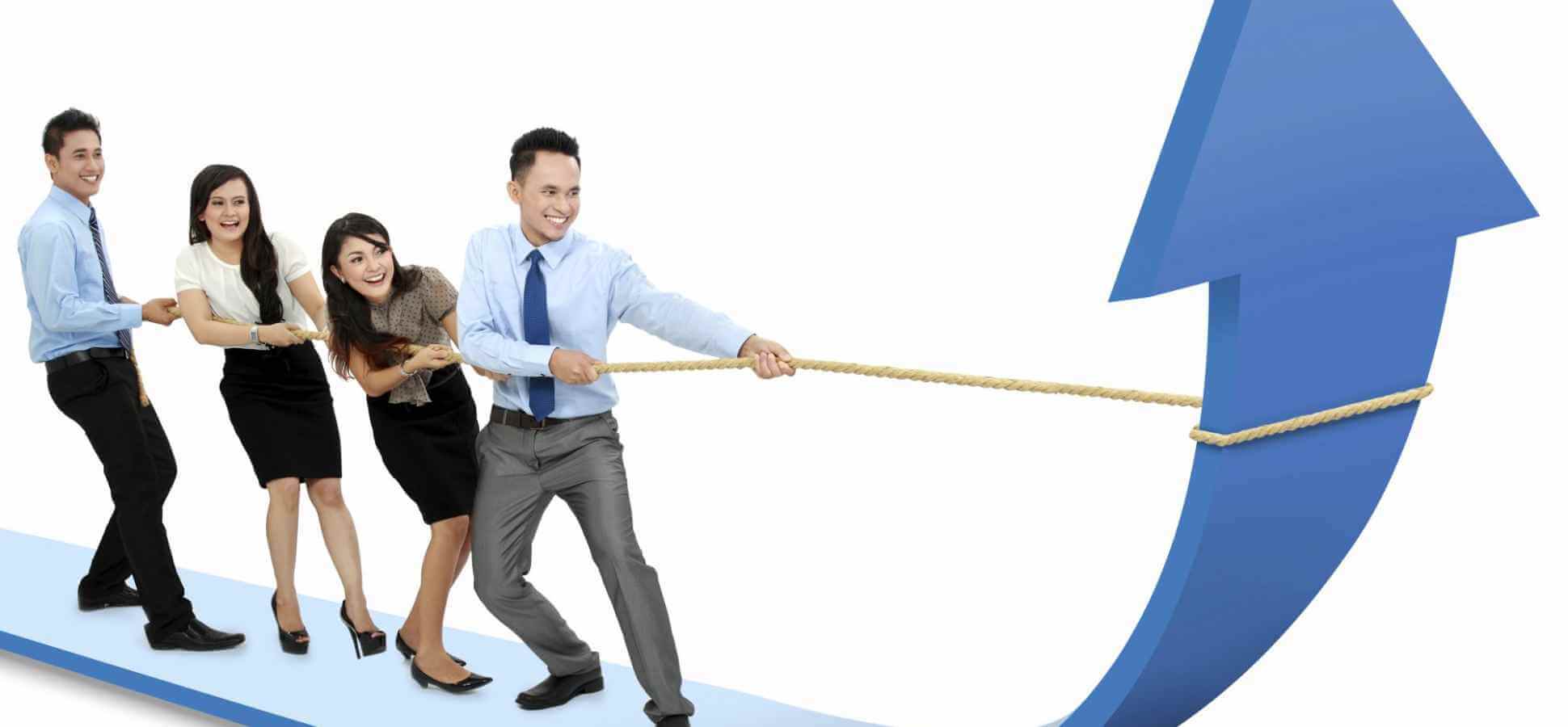 Personas trabajando juntas por un objetivo común