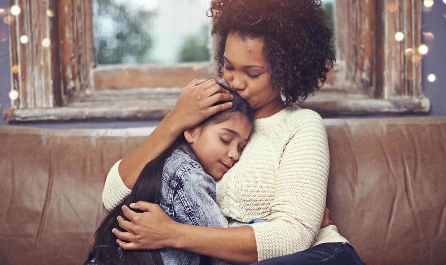 happy child with supportive parent