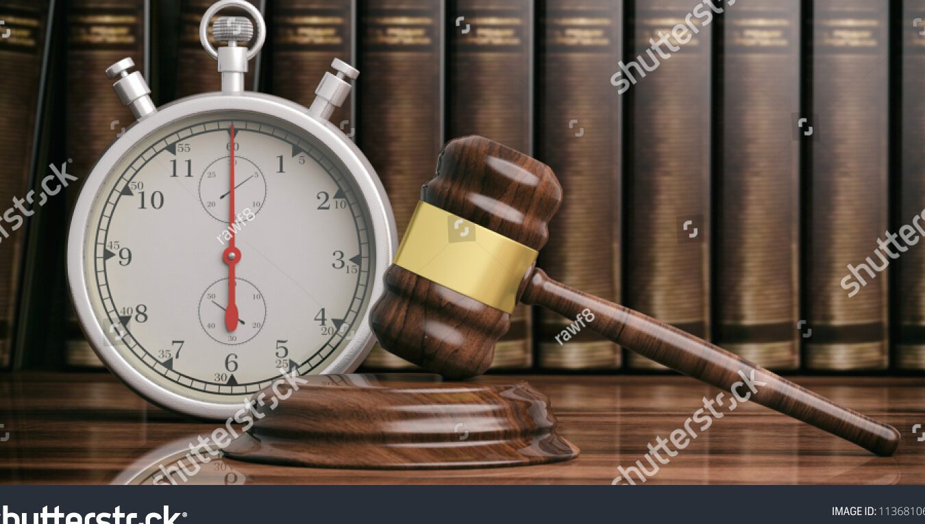image gavel with a calendar and a stopwatch