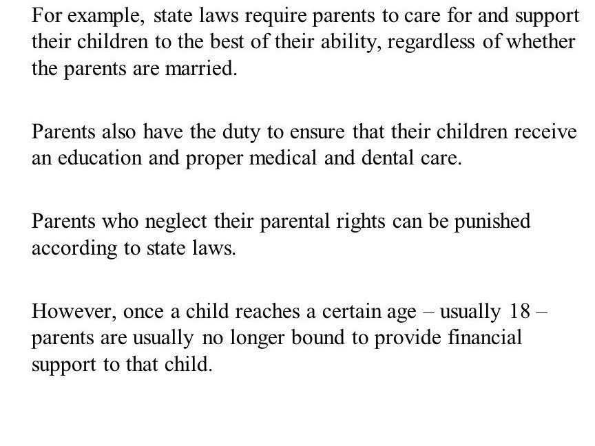 legal obligations of a child towards their parents