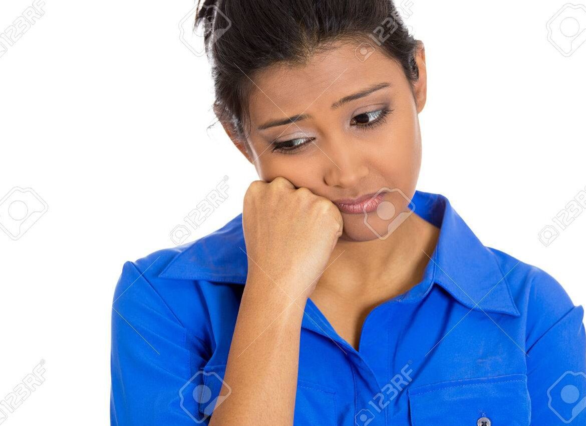 person resting with a worried