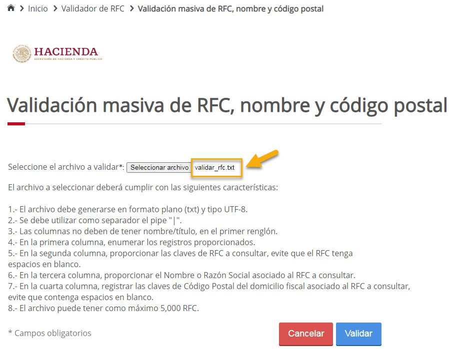 rfc valido para recibir facturas electronicas